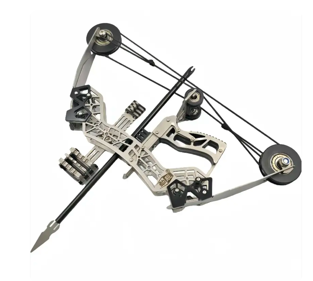 Bow held in hand aiming at target